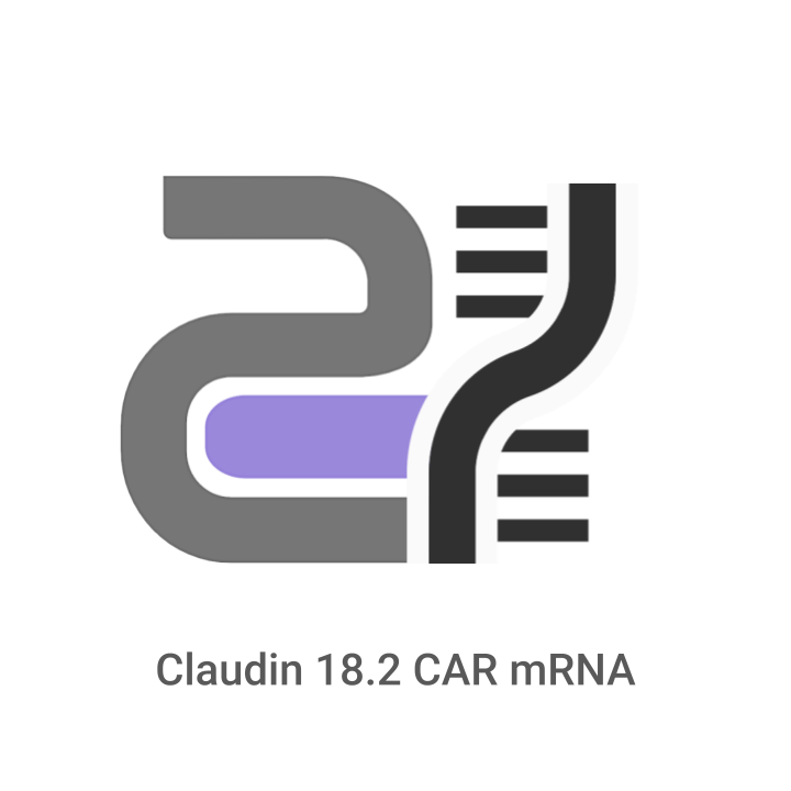 Logo with text 'Claudin 18.2 CAR mRNA' on a white background